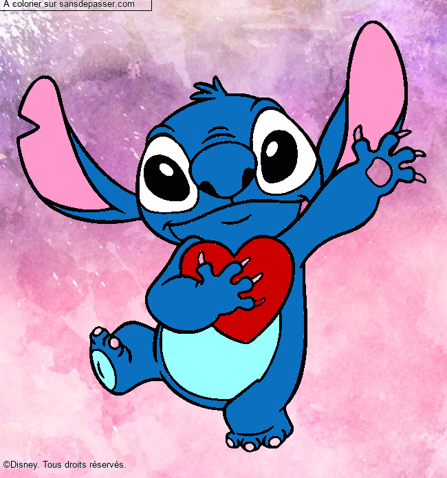 Stitch qui tient un coeur par un invit&eacute;