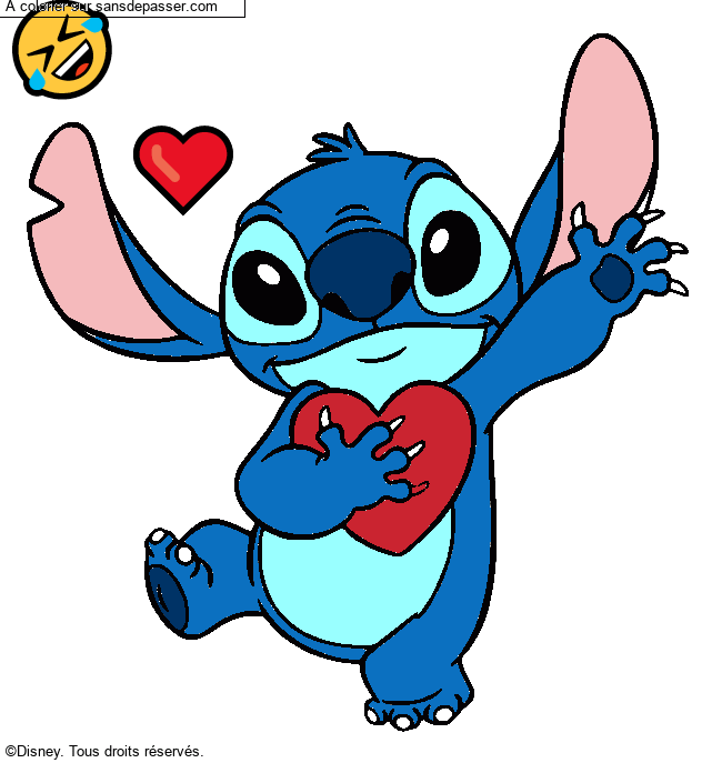 Stitch qui tient un coeur par un invit&eacute;
