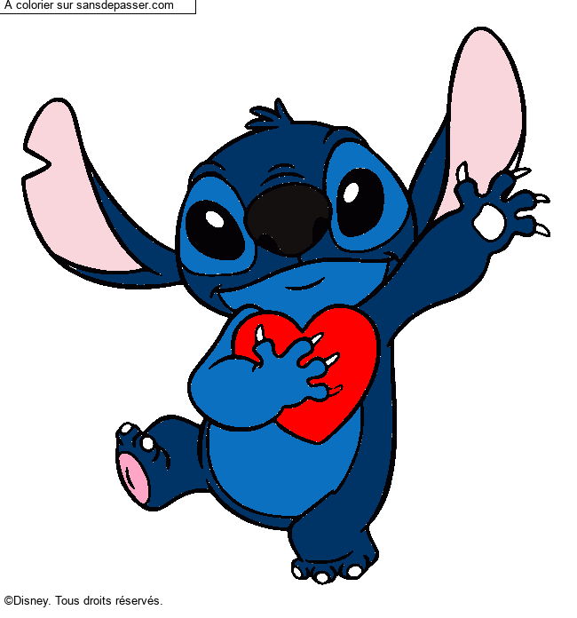 Stitch qui tient un coeur par un invit&eacute;