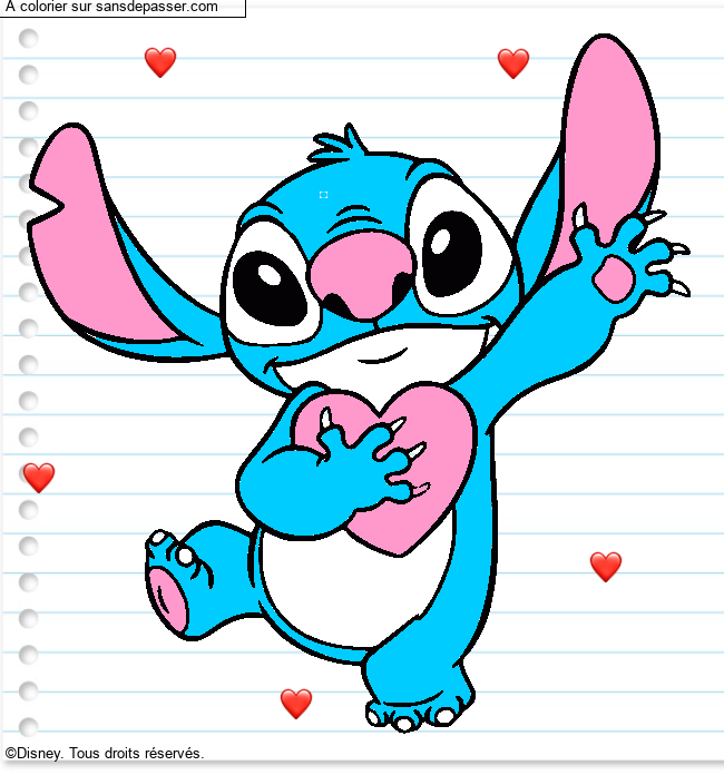 Stitch qui tient un coeur par un invit&eacute;