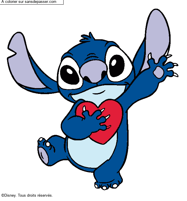 Stitch qui tient un coeur par un invit&eacute;