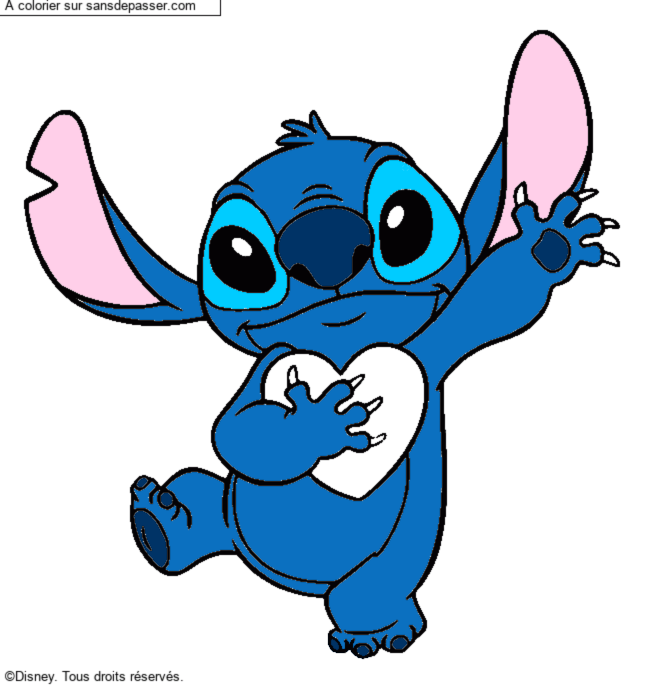 Stitch qui tient un coeur par un invit&eacute;