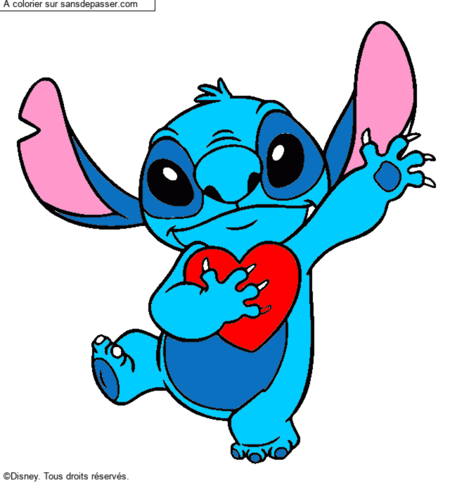 Stitch qui tient un coeur par un invit&eacute;