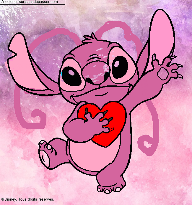 Stitch qui tient un coeur par un invit&eacute;