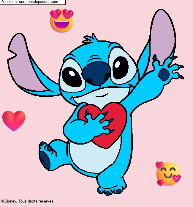 Stitch qui tient un coeur par un invit&eacute;