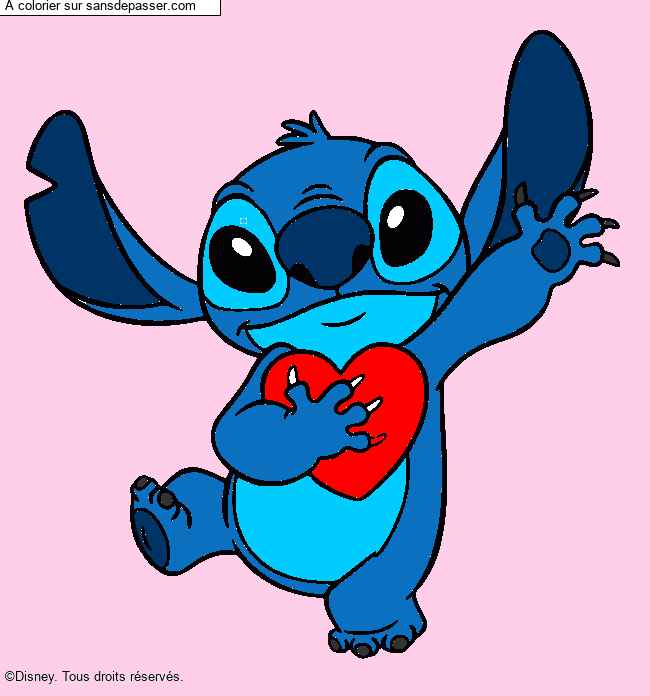 Stitch qui tient un coeur par un invit&eacute;
