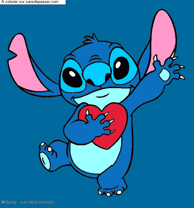 Stitch qui tient un coeur par un invit&eacute;