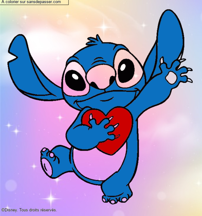 Stitch qui tient un coeur par un invit&eacute;