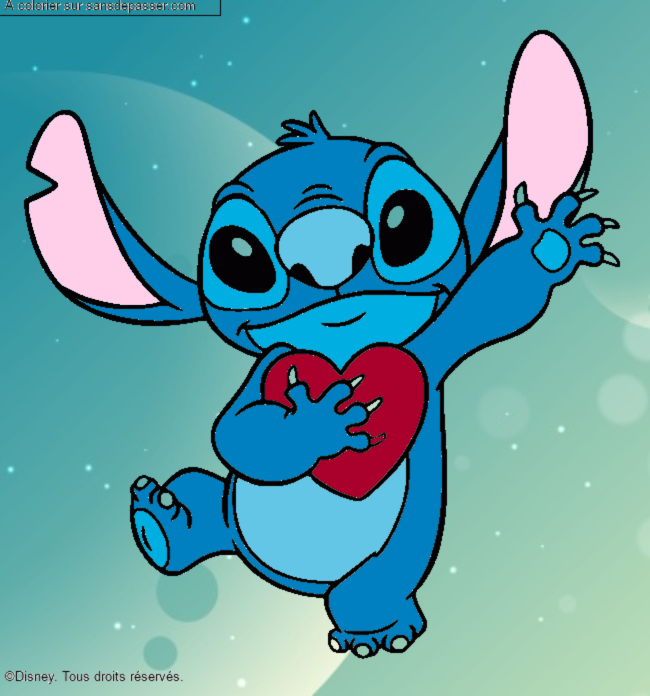 Stitch qui tient un coeur par un invit&eacute;