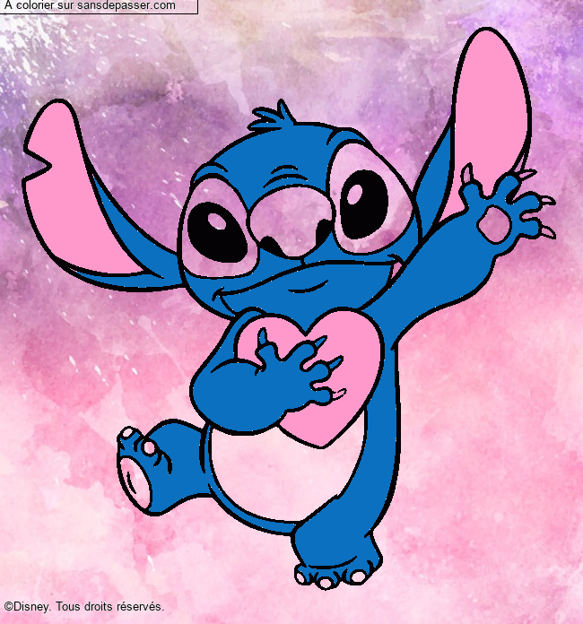 Stitch qui tient un coeur par un invit&eacute;