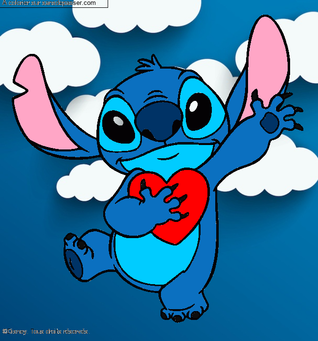 Stitch qui tient un coeur par Marya