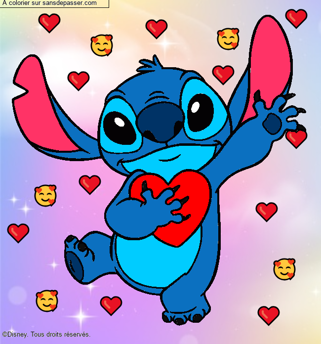 Stitch qui tient un coeur par un invit&eacute;