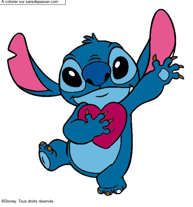 Stitch qui tient un coeur par un invit&eacute;