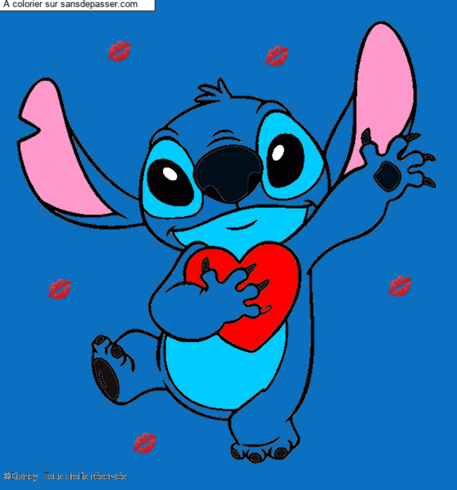 Stitch qui tient un coeur par un invit&eacute;