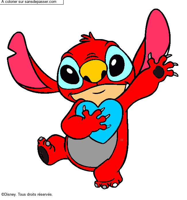 Stitch qui tient un coeur par un invit&eacute;