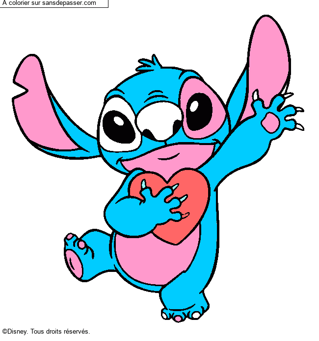 Stitch qui tient un coeur par un invit&eacute;