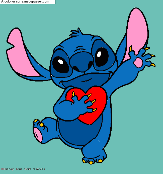Stitch qui tient un coeur par un invit&eacute;