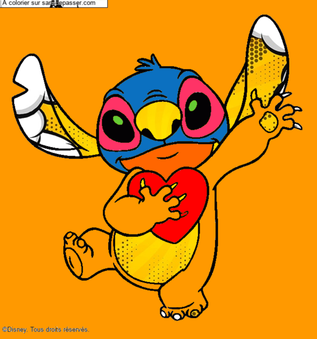 Stitch qui tient un coeur par un invit&eacute;