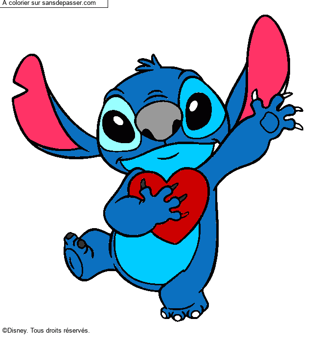 Stitch qui tient un coeur par un invit&eacute;