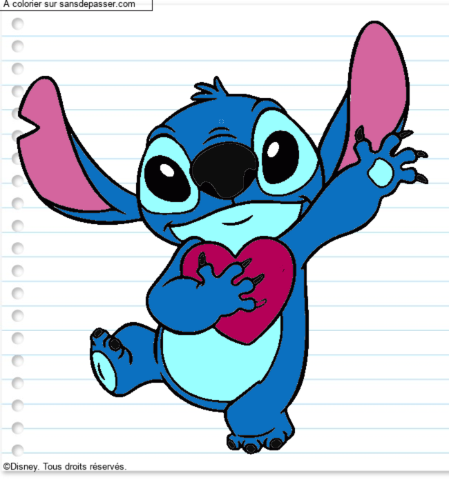 Stitch qui tient un coeur par un invit&eacute;