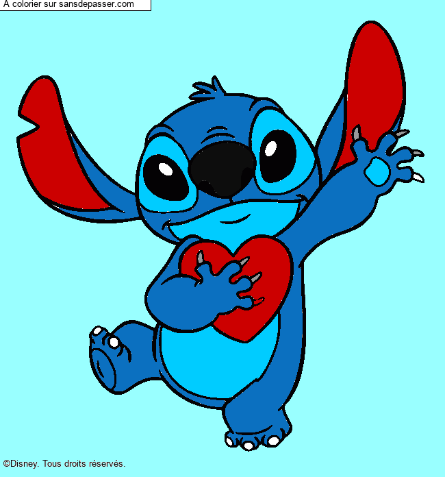 Stitch qui tient un coeur par un invit&eacute;
