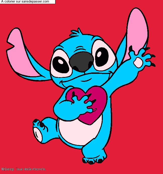Stitch qui tient un coeur par un invit&eacute;