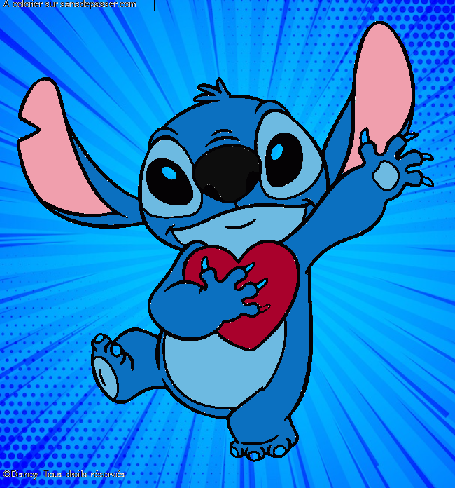 Stitch qui tient un coeur par un invit&eacute;