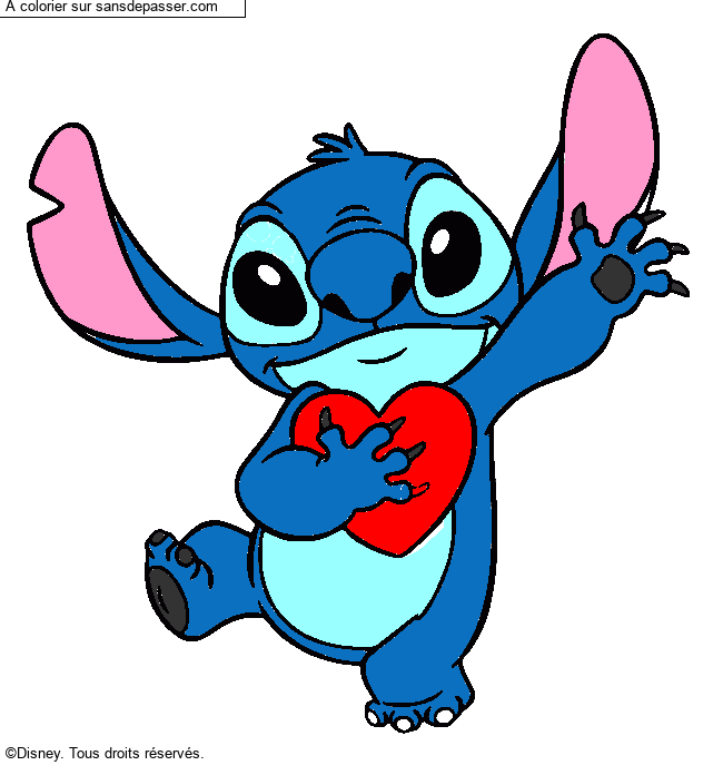 Stitch qui tient un coeur par many
