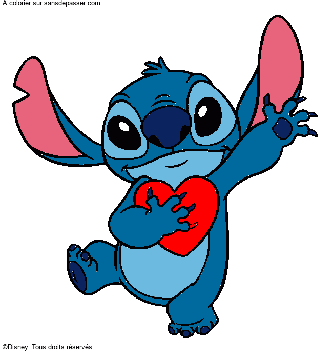 Stitch qui tient un coeur par un invit&eacute;