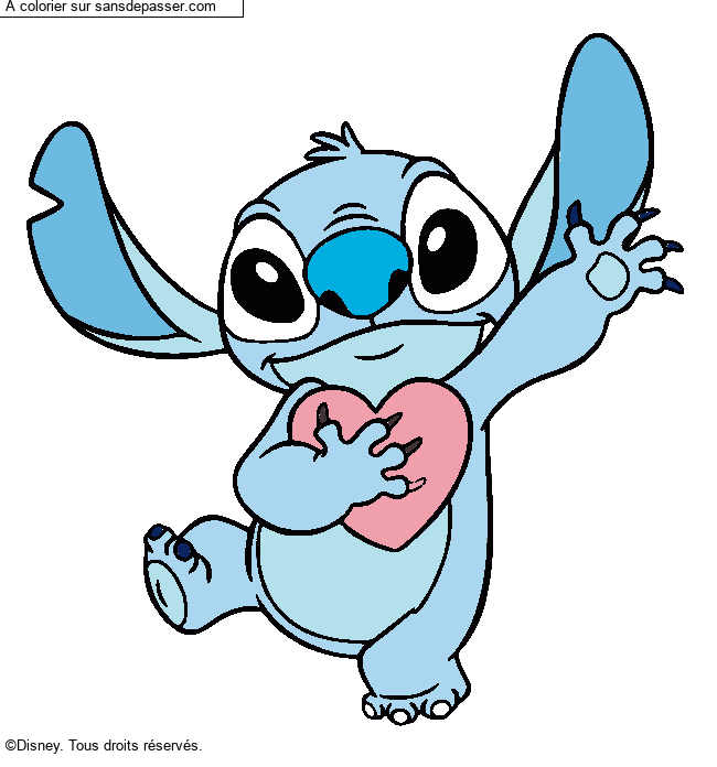 Stitch qui tient un coeur par un invit&eacute;
