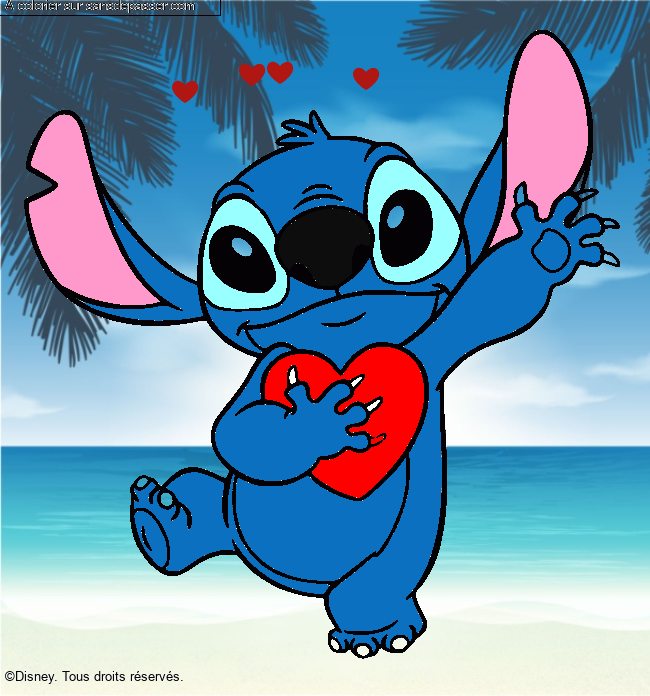 Stitch qui tient un coeur par Oceane28