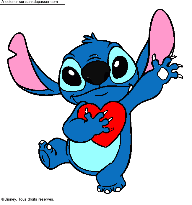 Stitch qui tient un coeur par Oceane28