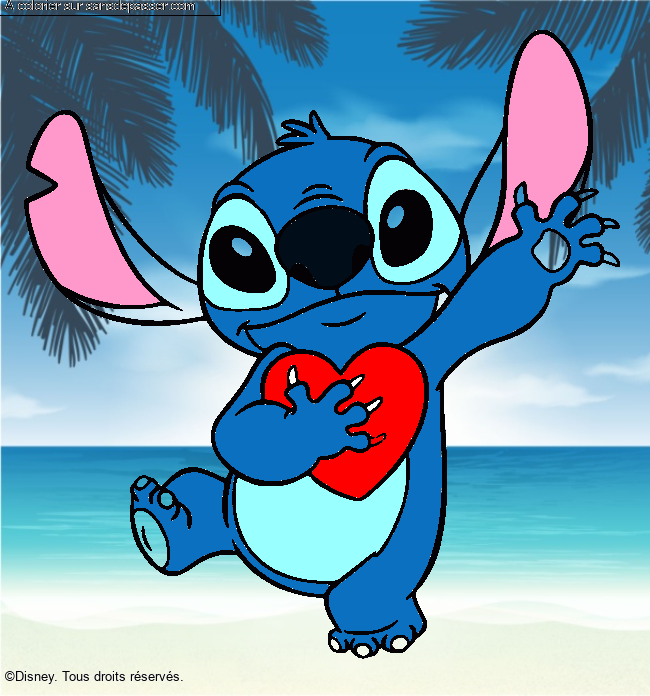 Stitch qui tient un coeur par Oceane28