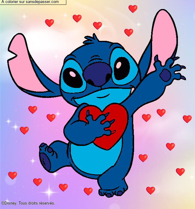 Stitch qui tient un coeur par un invit&eacute;