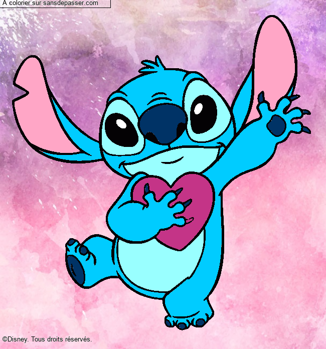 Stitch qui tient un coeur par un invit&eacute;
