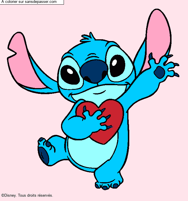 Stitch qui tient un coeur par un invit&eacute;