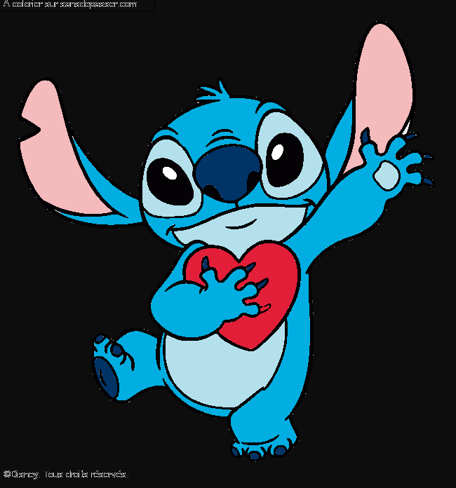 Stitch qui tient un coeur par un invit&eacute;