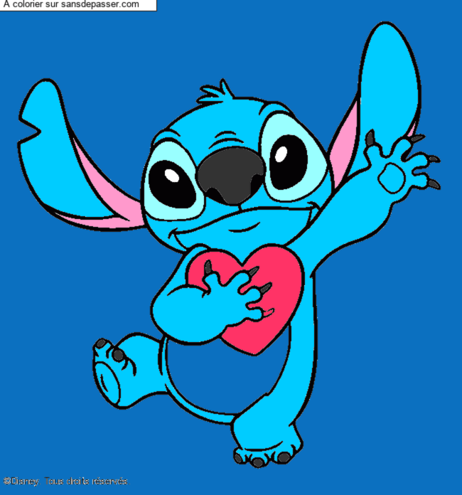 Stitch qui tient un coeur par un invit&eacute;