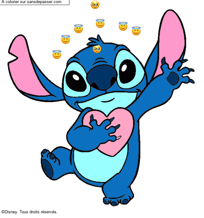 Stitch qui tient un coeur par un invit&eacute;