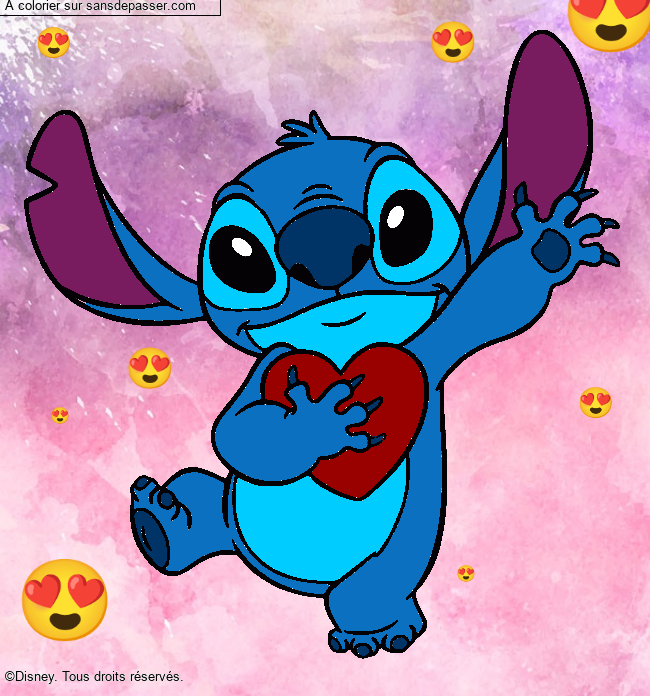 Stitch qui tient un coeur par un invit&eacute;