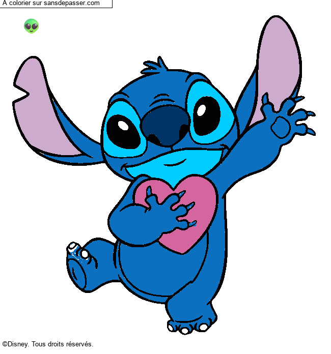 Stitch qui tient un coeur par un invit&eacute;