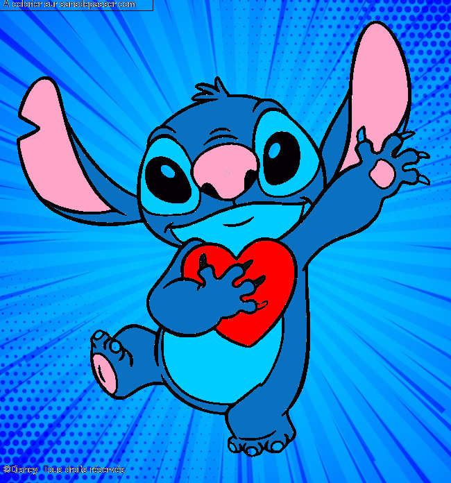 Stitch qui tient un coeur par un invit&eacute;