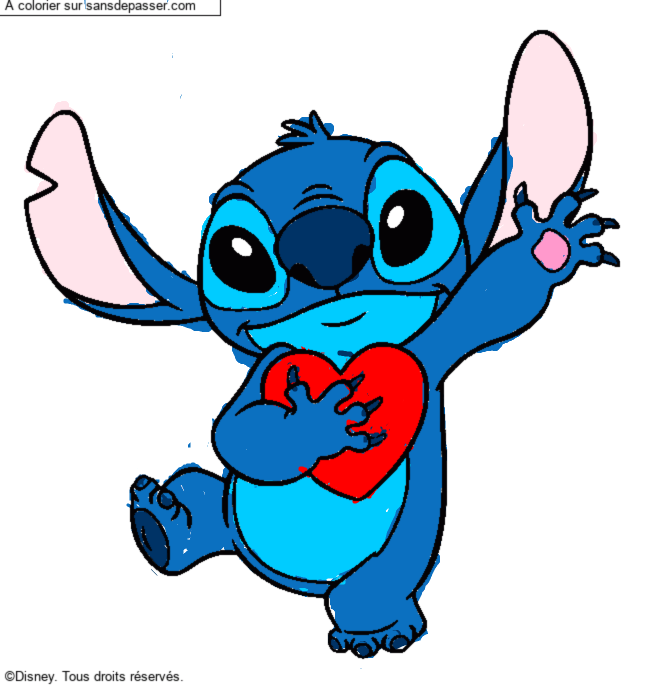 Stitch qui tient un coeur par un invit&eacute;