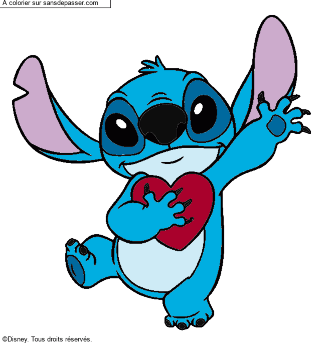 Stitch qui tient un coeur par un invit&eacute;