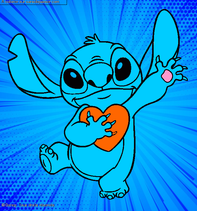 Stitch qui tient un coeur par un invit&eacute;