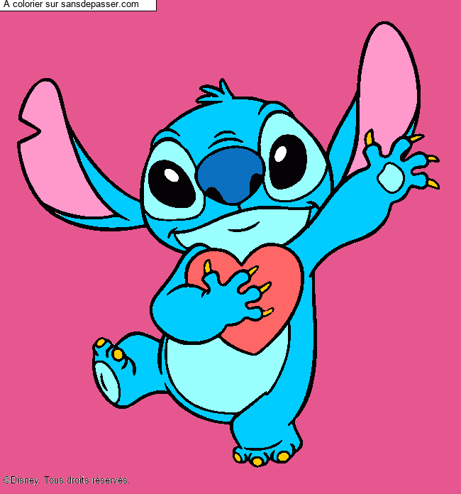 Stitch qui tient un coeur par un invit&eacute;