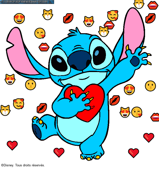 Stitch qui tient un coeur par kellychouchou
