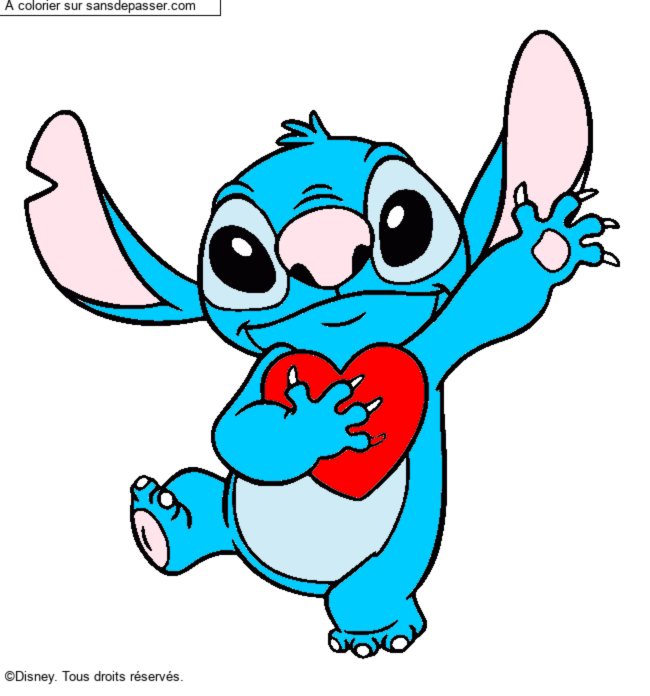 Stitch qui tient un coeur par un invit&eacute;