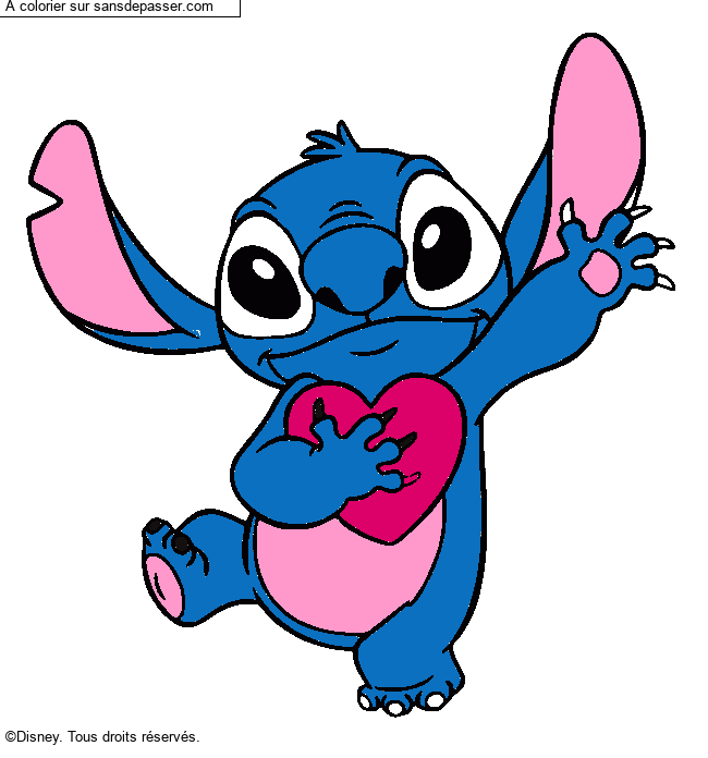 Stitch qui tient un coeur par un invit&eacute;