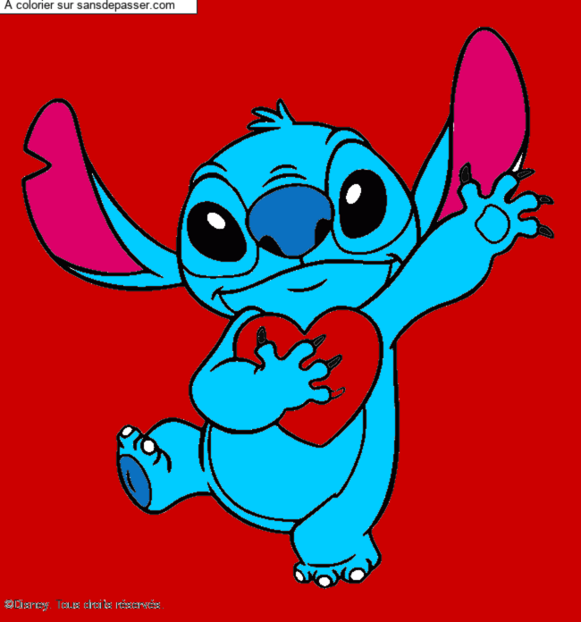 Stitch qui tient un coeur par un invit&eacute;